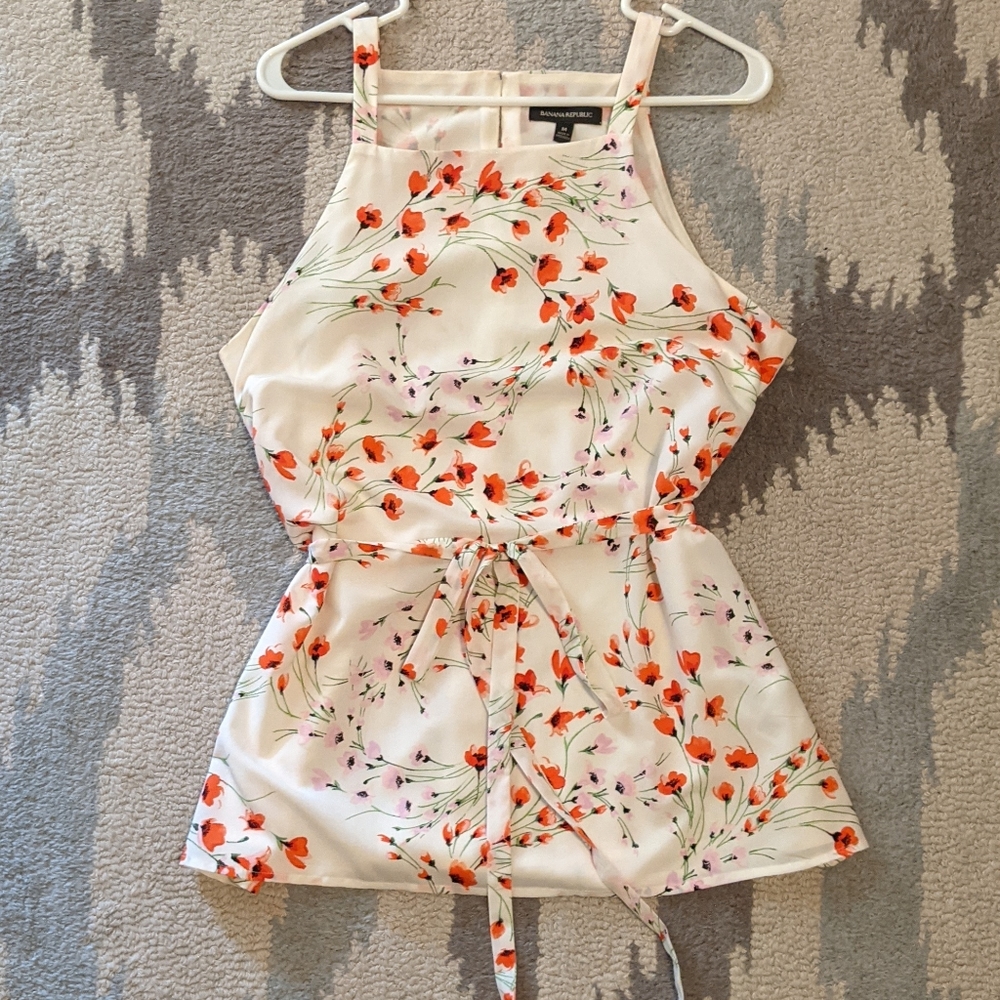 Banana Republic Floral Tie Waist Tank Top Tunic